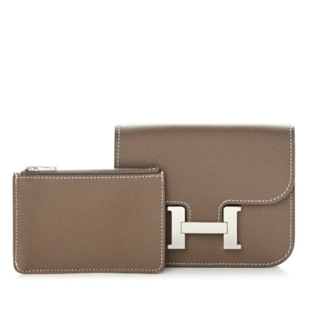 Hermes Epsom Constance Slim Wallet and Pouch - Taupe